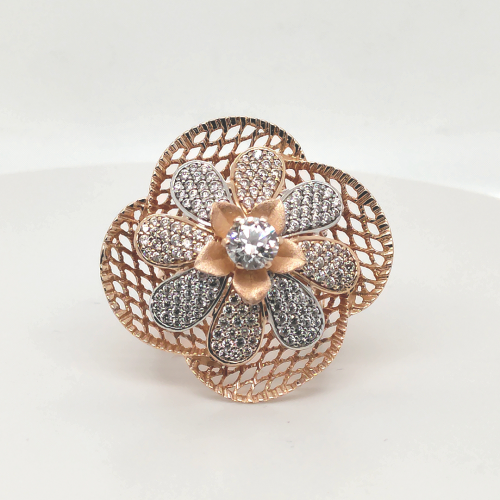 Designer Flower Rose Gold Ring