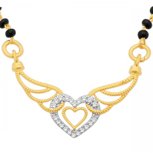 Real Diamond Mangalsutra with Yellow Gold Finish 40126N