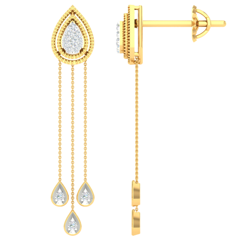 Real Diamond Yellow Gold Pendulum Tops for Gifting KE30143