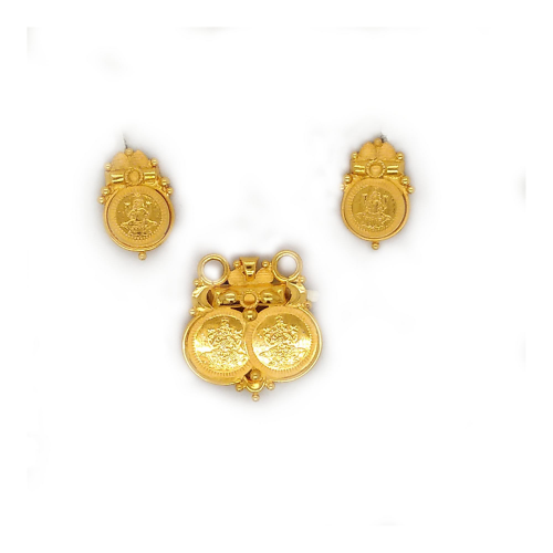 Gold Lakshmi Pendant Set Temple Jewellery Style GPS99