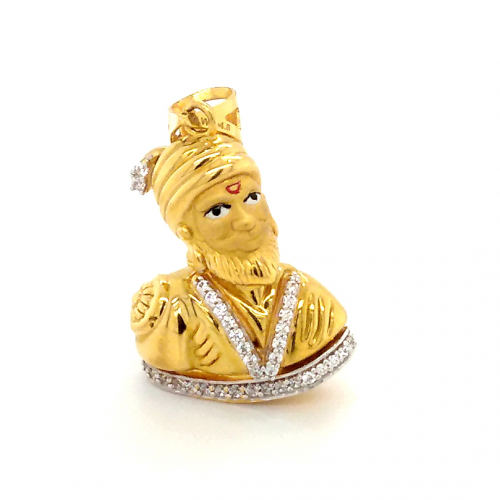 Light weight Emerald Gold Pendant of Shivaji Maharaj GPN47
