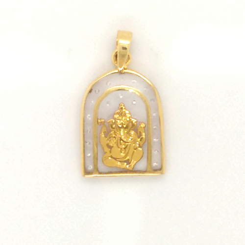 Ganpati Locket in Yellow Gold Finish with transparent background GPN1017