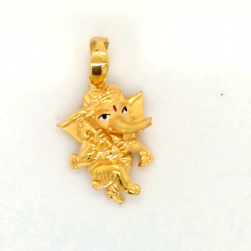 Yellow Gold Dancing Ganpati Pendant GN618