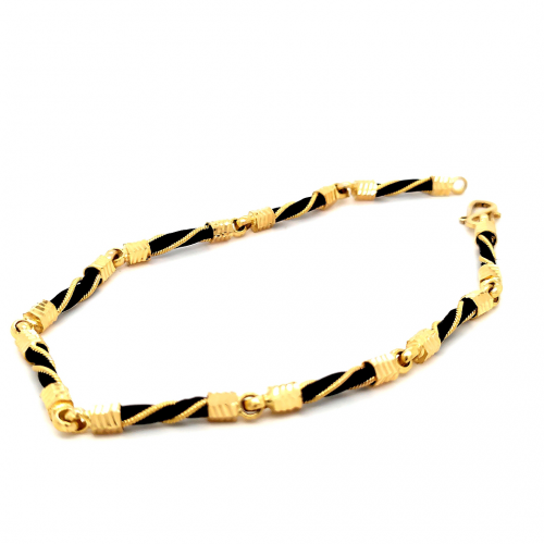 Unisex Lucky Bracelet with Elephant Hair in Yellow Gold GBR121
