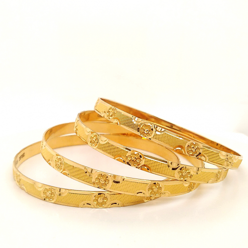 Machine Bangles in Gold for Daily wear (4 pcs) GBM15