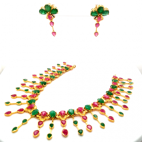 South Necklace Set with Emerald & Ruby GHK11