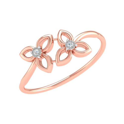 Flower Design Rose Gold Ring with Real Diamonds KR11052