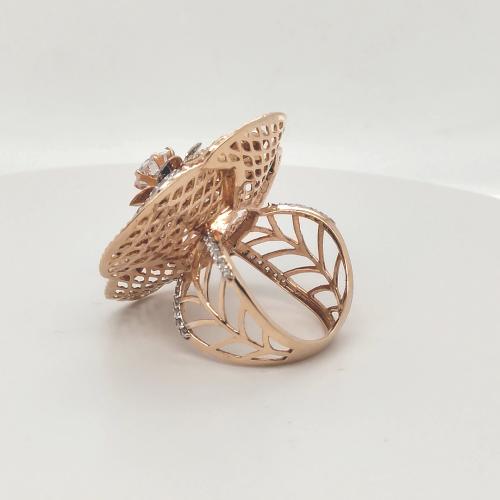 Designer Flower Rose Gold Ring