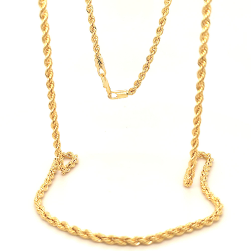 Direct Wear Light Weight Hollow Rassi Chain in Gold for Daliy Use